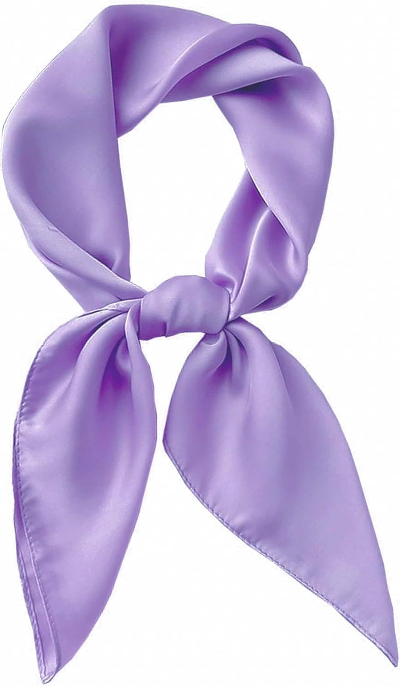Chung Women's Square Satin Scarf 27.5" Bandanas Solid 50s Retro Neck Scarves Emulation Silk Handbag Hair Ribbons Necktie - Image 1